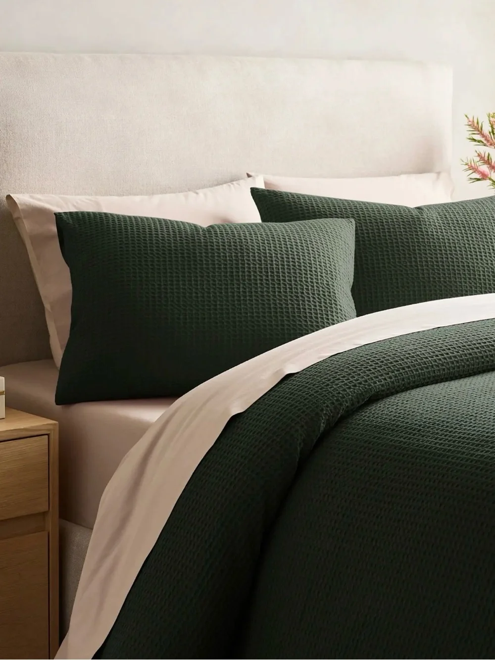 Quince Luxe Honeycomb Duvet Cover Set in Olive